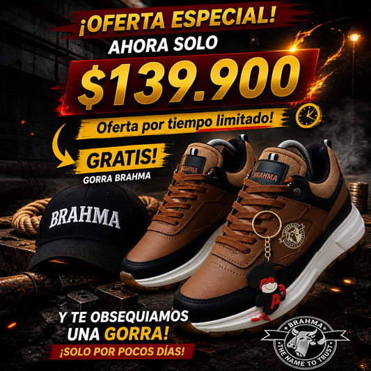 🔥 PROMO 2x1 Zapatos Brahma + Gorra GRATIS | Paga al Recibir